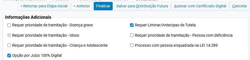 Marcar Pedido de Liminar